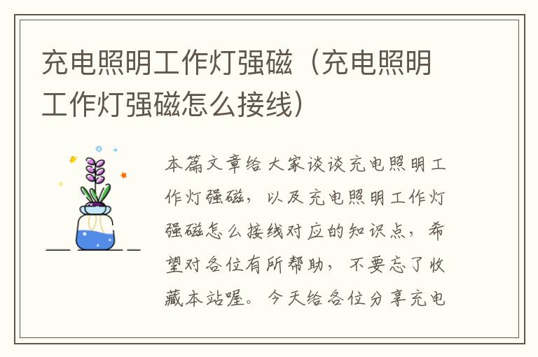充电照明工作灯强磁(充电照明工作灯强磁怎么接线)