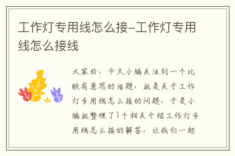工作灯专用线怎么接-工作灯专用线怎么接线