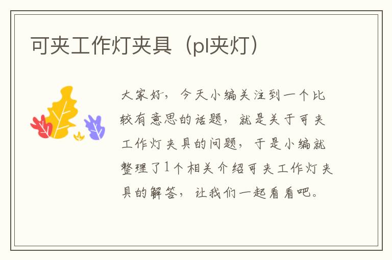 可夹工作灯夹具(pl夹灯)