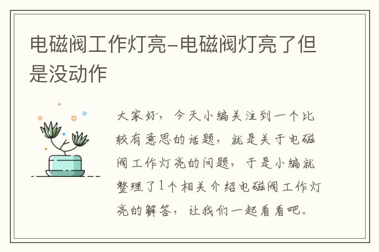 电磁阀工作灯亮-电磁阀灯亮了但是没动作