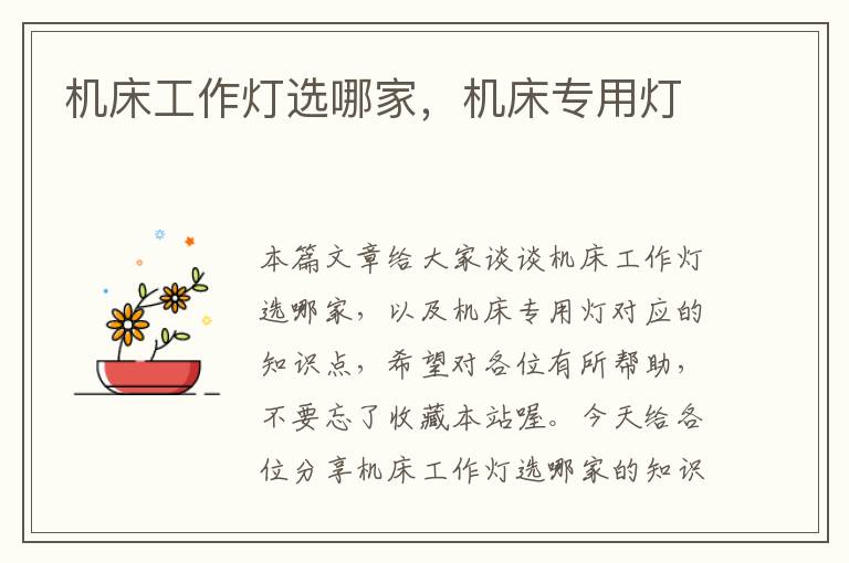 机床工作灯选哪家,机床专用灯