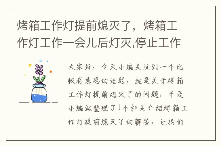 烤箱工作灯提前熄灭了,烤箱工作灯工作一会儿后灯灭,停止工作后没提醒声音了