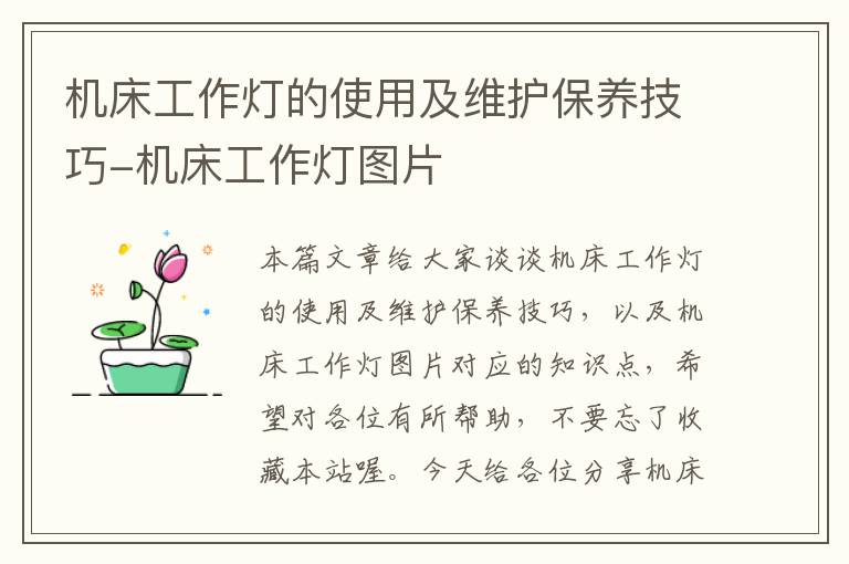 机床工作灯的使用及维护保养技巧-机床工作灯图片