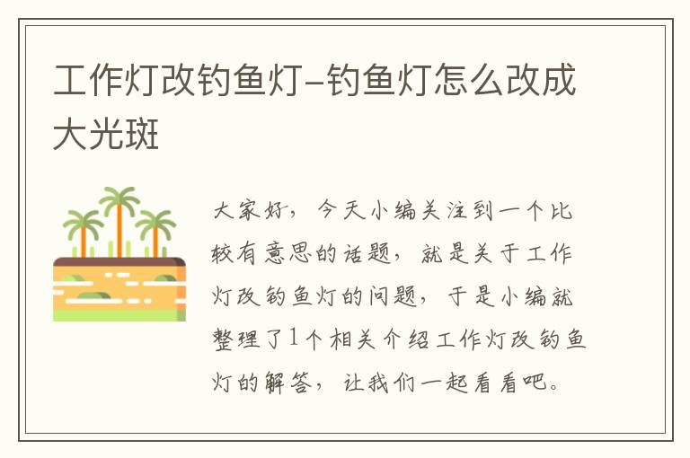 工作灯改钓鱼灯-钓鱼灯怎么改成大光斑