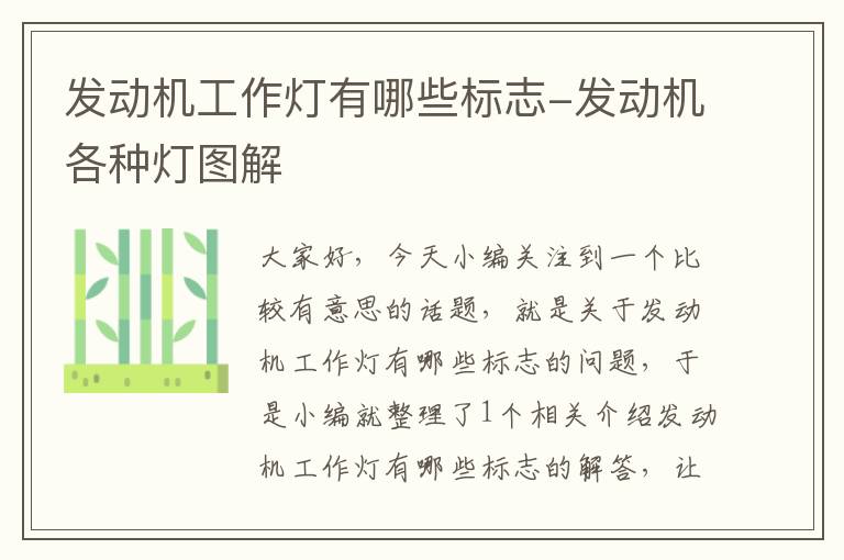 发动机工作灯有哪些标志-发动机各种灯图解