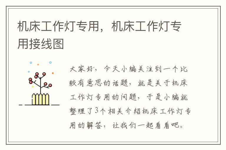 机床工作灯专用,机床工作灯专用接线图