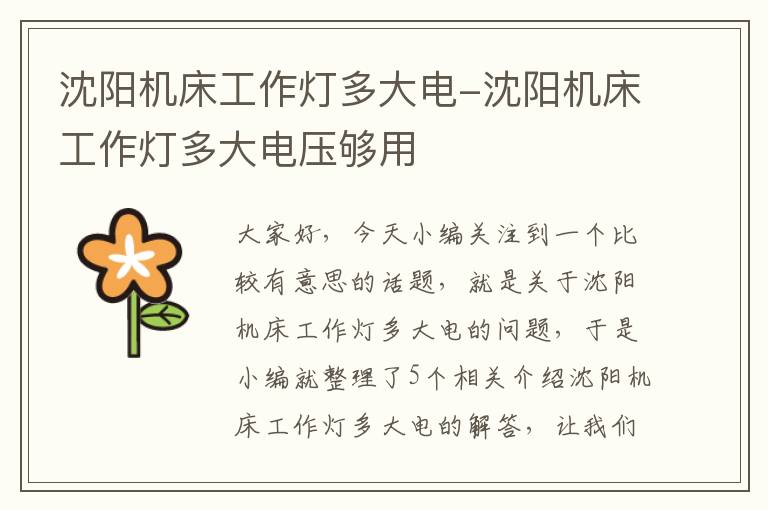 沈阳机床工作灯多大电-沈阳机床工作灯多大电压够用