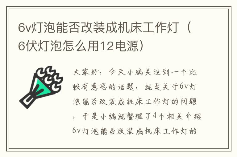 6v灯泡能否改装成机床工作灯(6伏灯泡怎么用12电源)