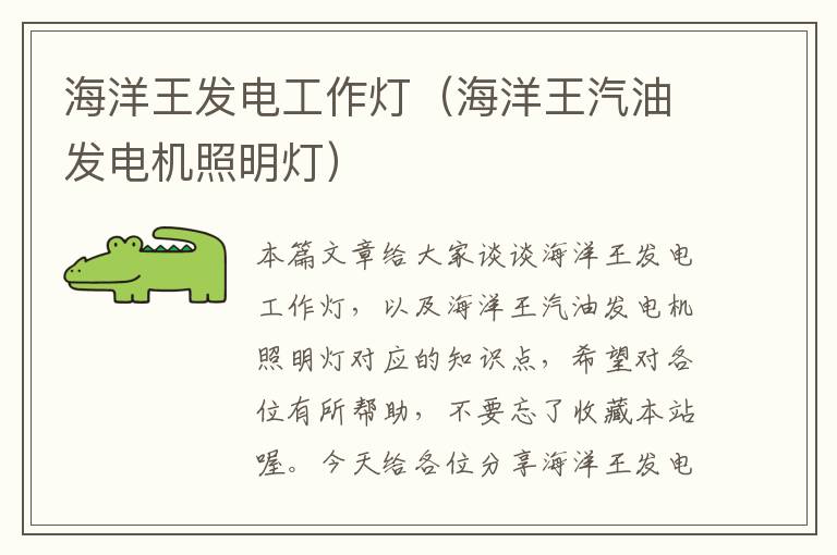 海洋王发电工作灯(海洋王汽油发电机照明灯)