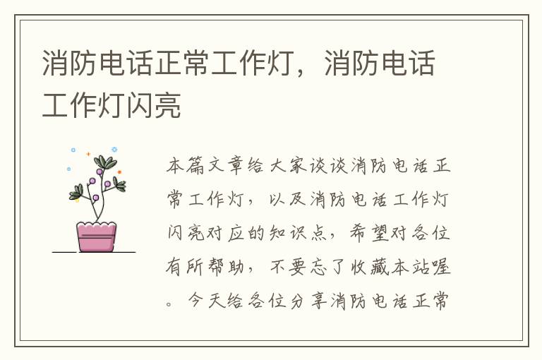 消防电话正常工作灯,消防电话工作灯闪亮
