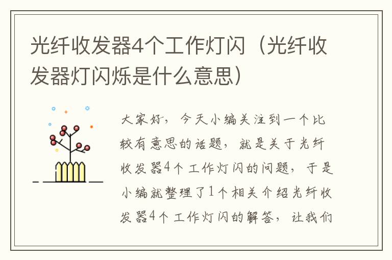 光纤收发器4个工作灯闪(光纤收发器灯闪烁是什么意思)