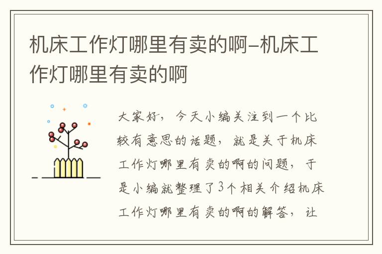 机床工作灯哪里有卖的啊-机床工作灯哪里有卖的啊