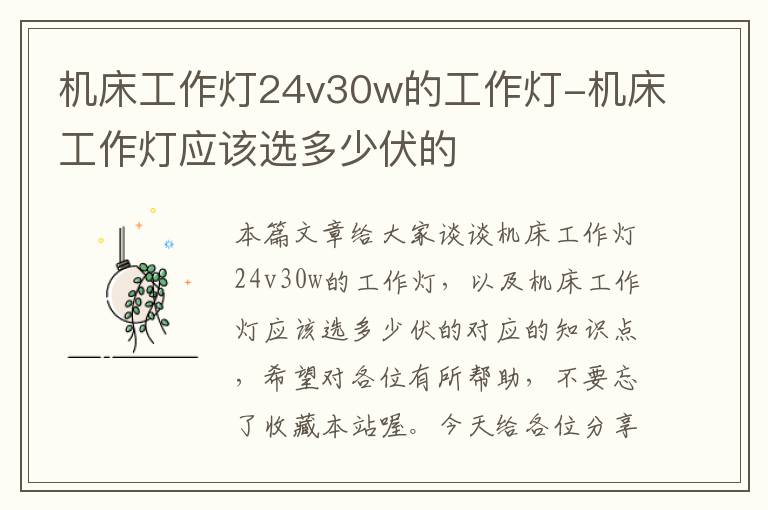 机床工作灯24v30w的工作灯-机床工作灯应该选多少伏的