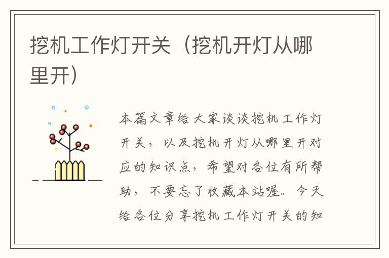 挖机工作灯开关(挖机开灯从哪里开)