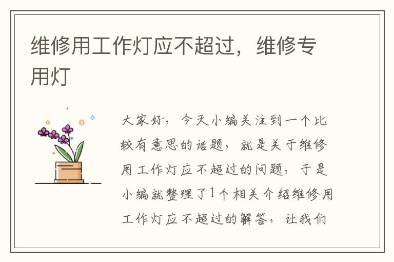 维修用工作灯应不超过,维修专用灯