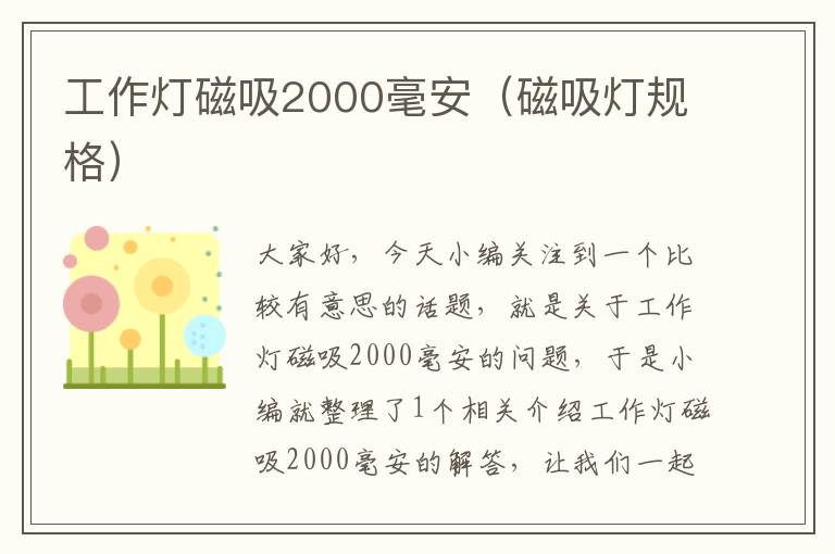 工作灯磁吸2000毫安(磁吸灯规格)