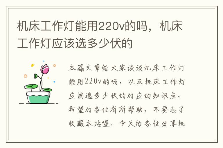 机床工作灯能用220v的吗,机床工作灯应该选多少伏的