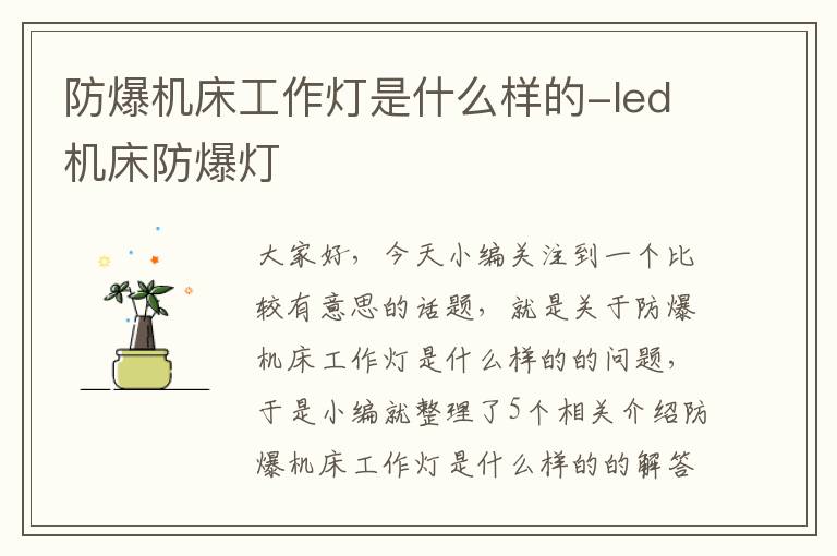 防爆机床工作灯是什么样的-led机床防爆灯