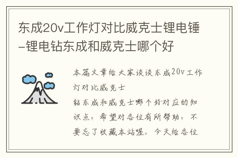 东成20v工作灯对比威克士锂电锤-锂电钻东成和威克士哪个好