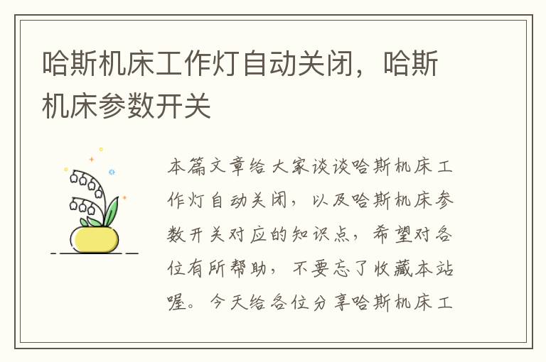 哈斯机床工作灯自动关闭,哈斯机床参数开关