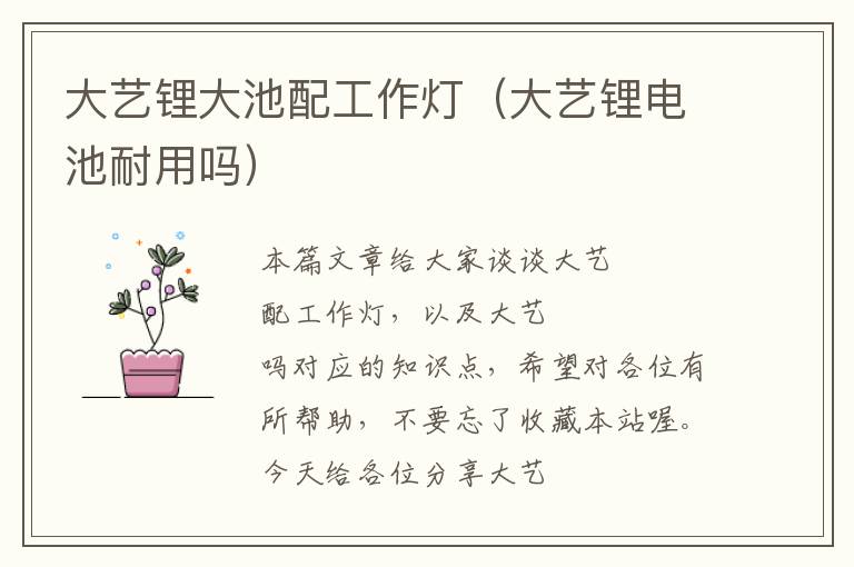 大艺锂大池配工作灯(大艺锂电池耐用吗)