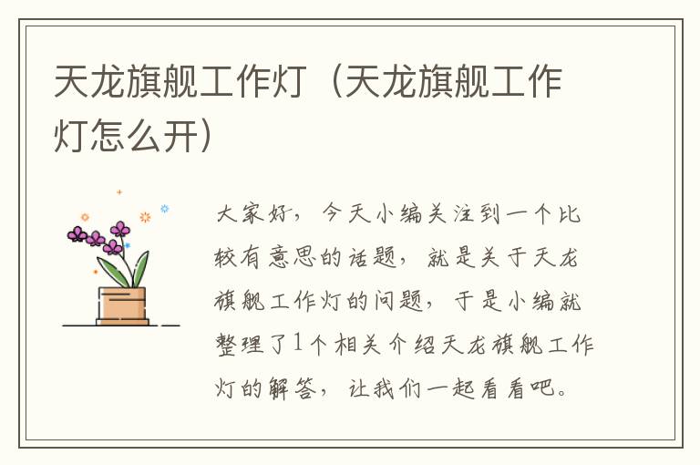 天龙旗舰工作灯(天龙旗舰工作灯怎么开)