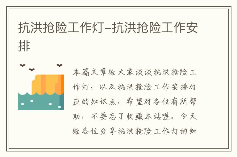 抗洪抢险工作灯-抗洪抢险工作安排