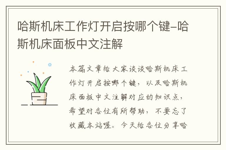 哈斯机床工作灯开启按哪个键-哈斯机床面板中文注解