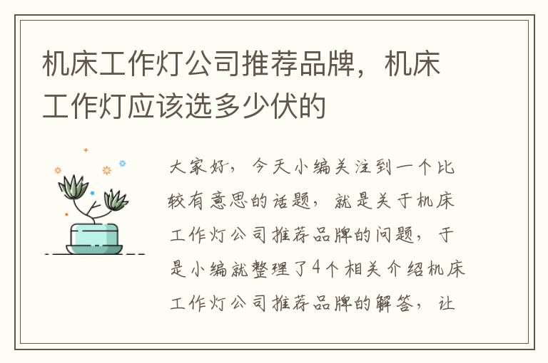 机床工作灯公司推荐品牌,机床工作灯应该选多少伏的