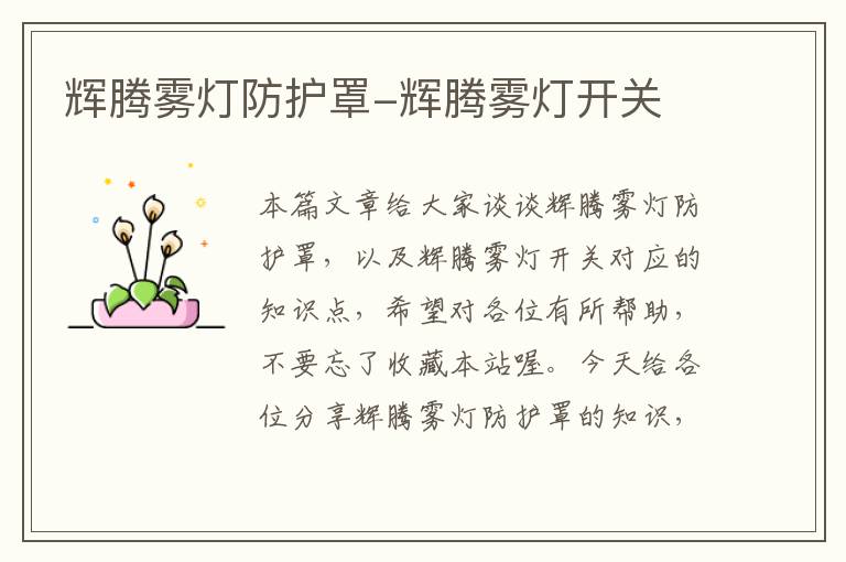 辉腾雾灯防护罩-辉腾雾灯开关