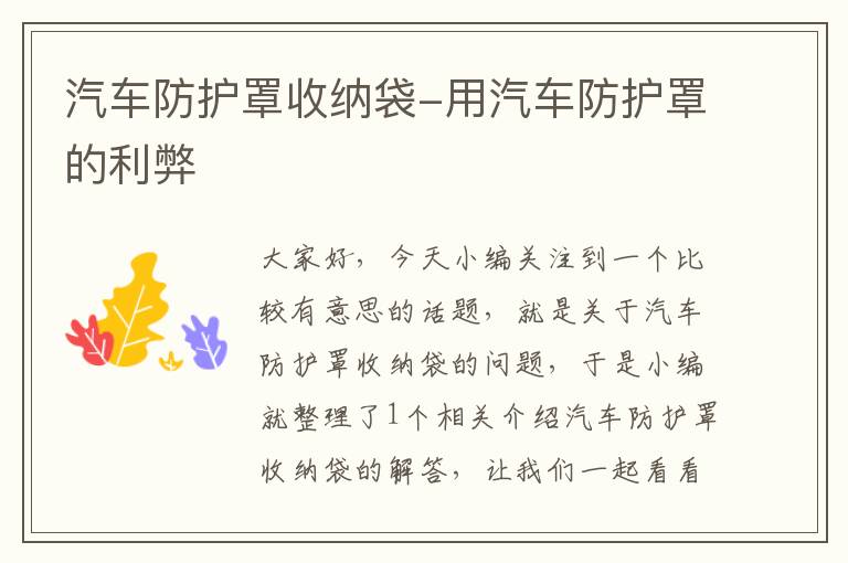 汽车防护罩收纳袋-用汽车防护罩的利弊