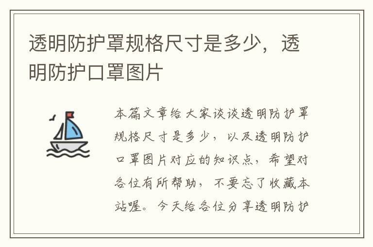 透明防护罩规格尺寸是多少,透明防护口罩图片