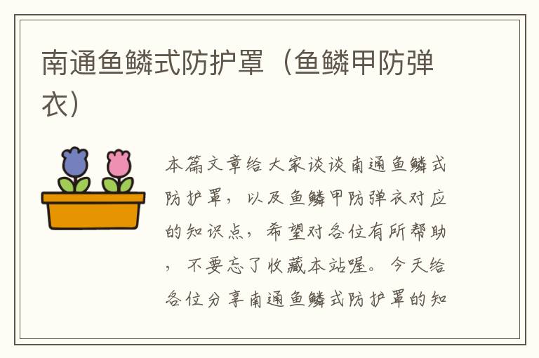 南通鱼鳞式防护罩(鱼鳞甲防弹衣)