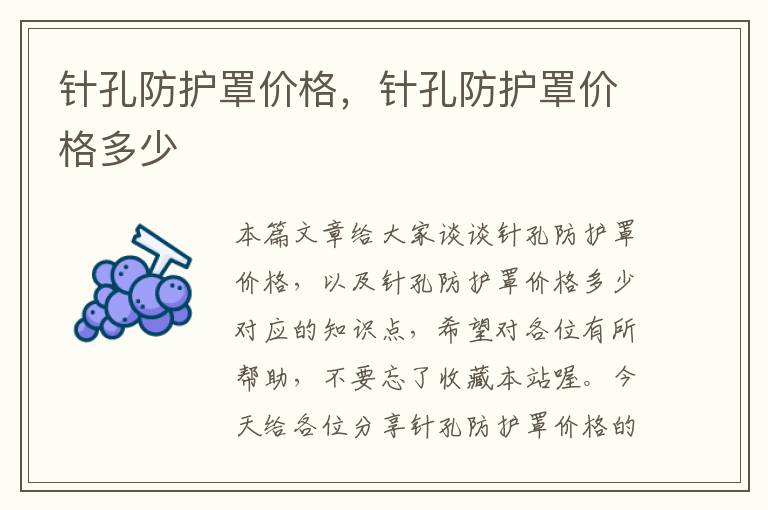 针孔防护罩价格,针孔防护罩价格多少