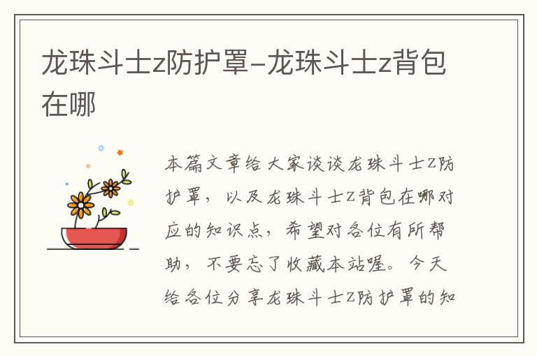龙珠斗士z防护罩-龙珠斗士z背包在哪
