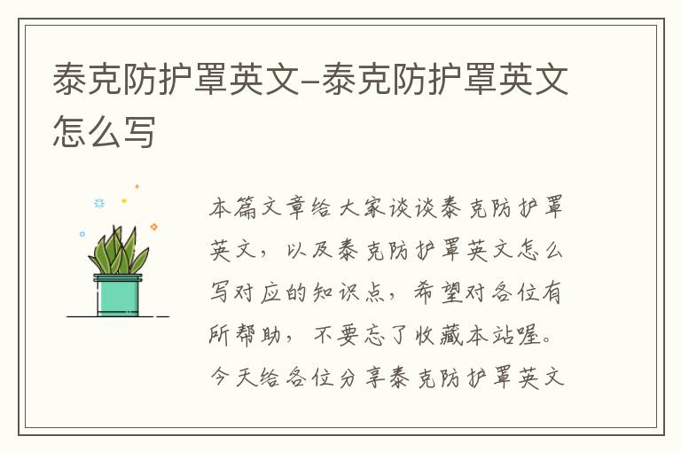 泰克防护罩英文-泰克防护罩英文怎么写
