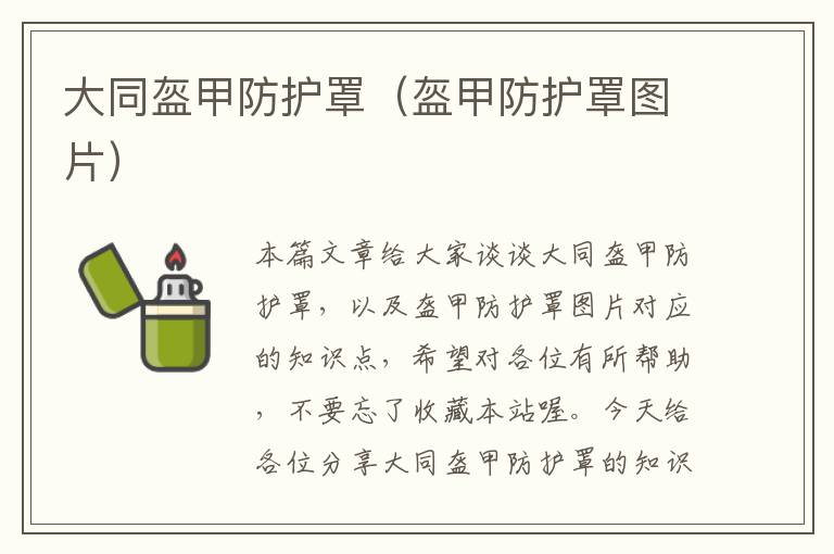 大同盔甲防护罩(盔甲防护罩图片)