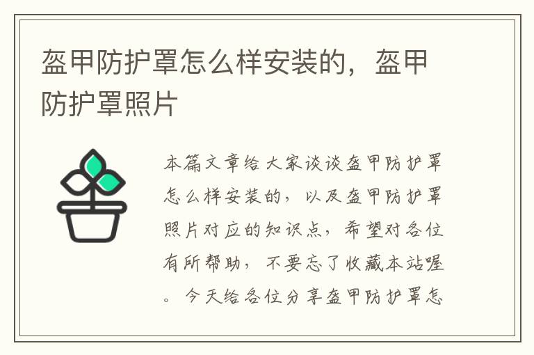 盔甲防护罩怎么样安装的,盔甲防护罩照片