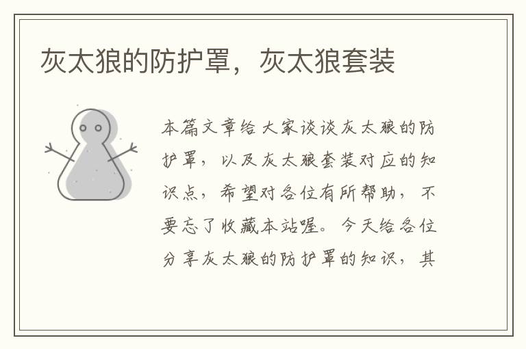 灰太狼的防护罩,灰太狼套装