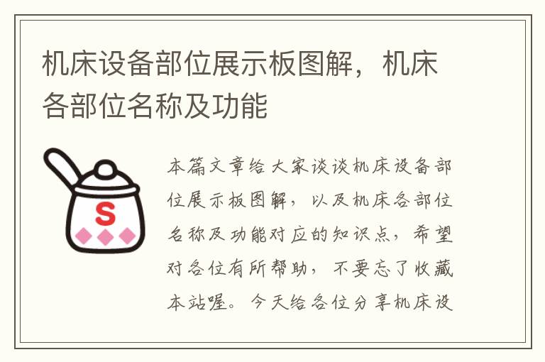 机床设备部位展示板图解,机床各部位名称及功能