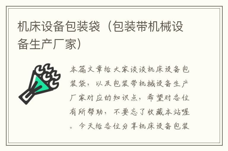 机床设备包装袋(包装带机械设备生产厂家)