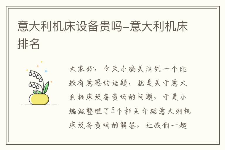 意大利机床设备贵吗-意大利机床排名