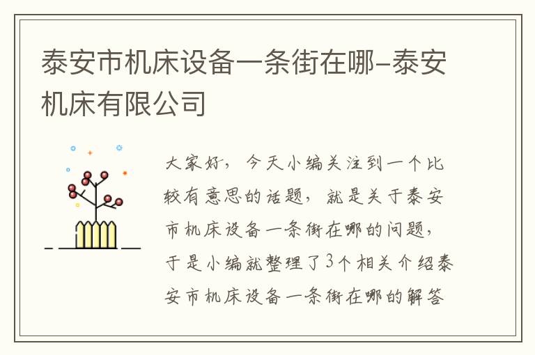 泰安市机床设备一条街在哪-泰安机床有限公司