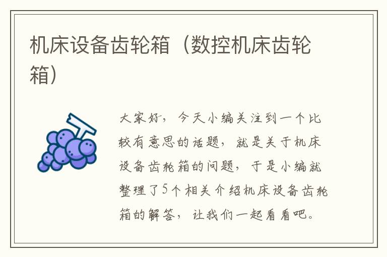 机床设备齿轮箱(数控机床齿轮箱)