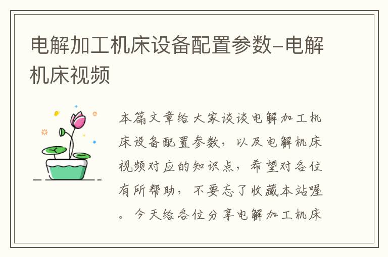电解加工机床设备配置参数-电解机床视频
