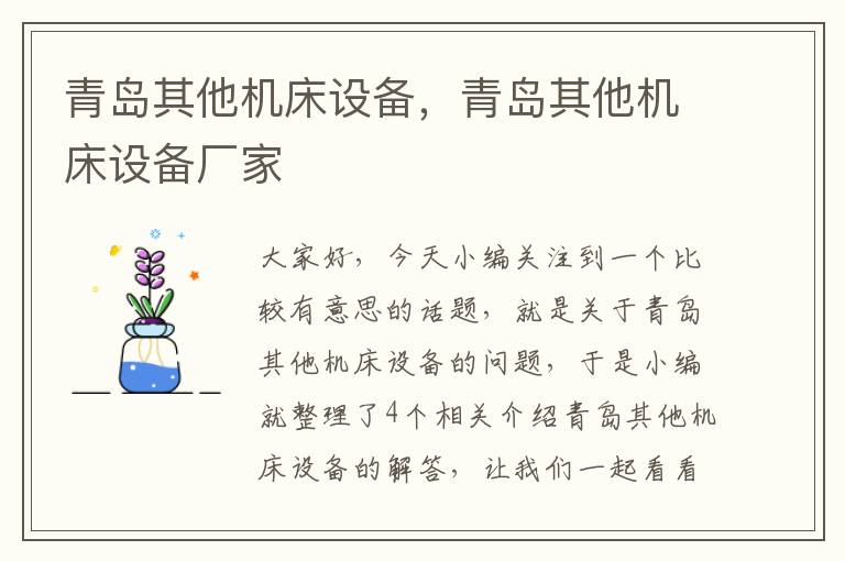 青岛其他机床设备，青岛其他机床设备厂家