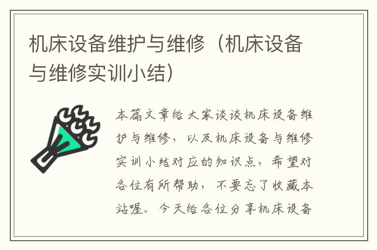 机床设备维护与维修(机床设备与维修实训小结)