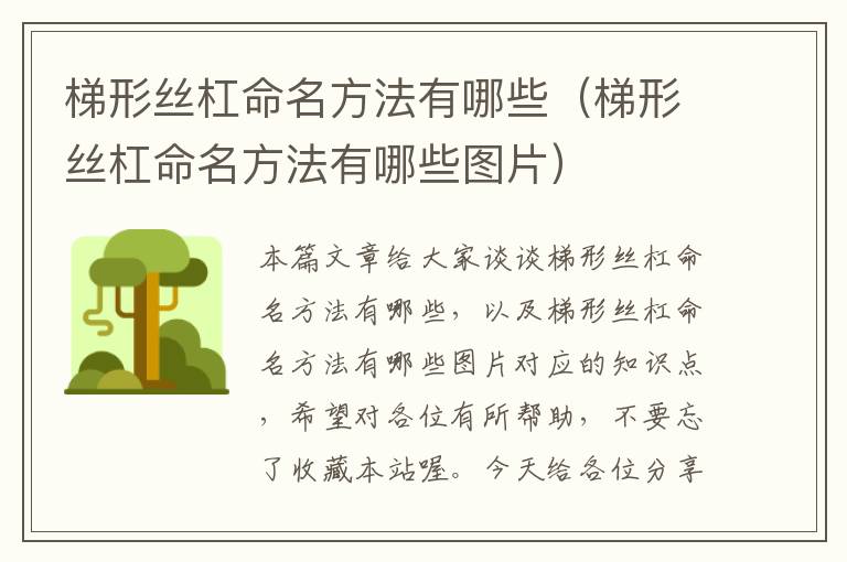 梯形丝杠命名方法有哪些(梯形丝杠命名方法有哪些图片)