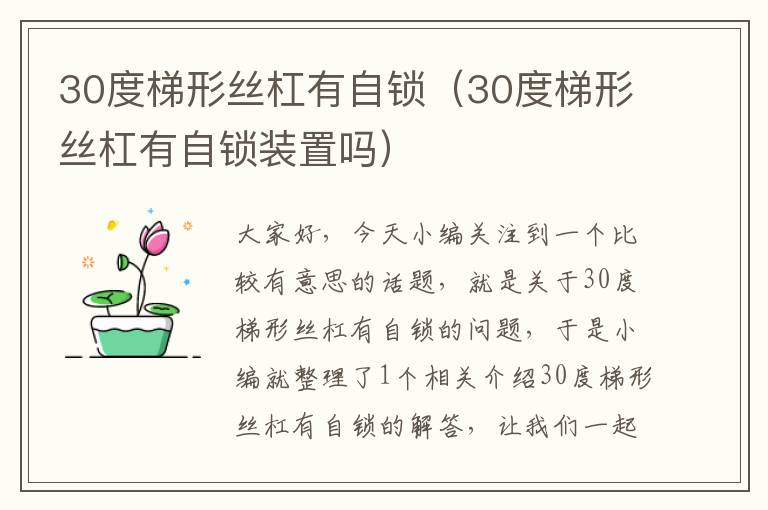 30度梯形丝杠有自锁(30度梯形丝杠有自锁装置吗)