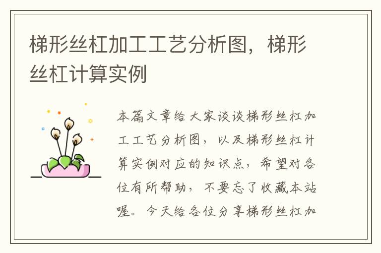 梯形丝杠加工工艺分析图,梯形丝杠计算实例